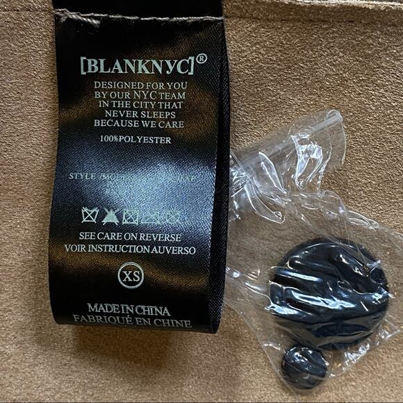 BlankNYC Snake Charmer Faux Suede Jacket Coat Womens Size XS Brown Tan - Picture 15 of 16